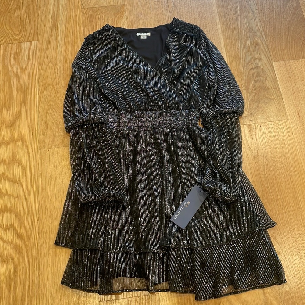 NWT Habitual Kid Sparkly Black and Silver Dress